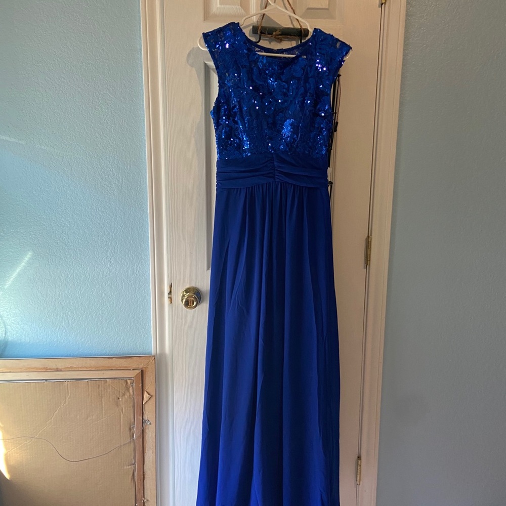 Elegant Floor Length Royal Blue Dress